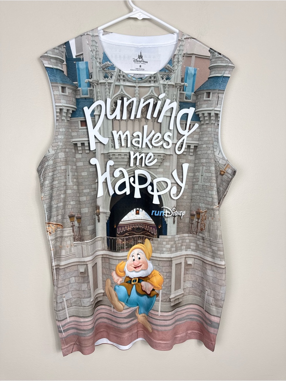 Disney Parks Running Makes Me Happy Top Mens Medium Seven Dwarfs Sporty Marathon